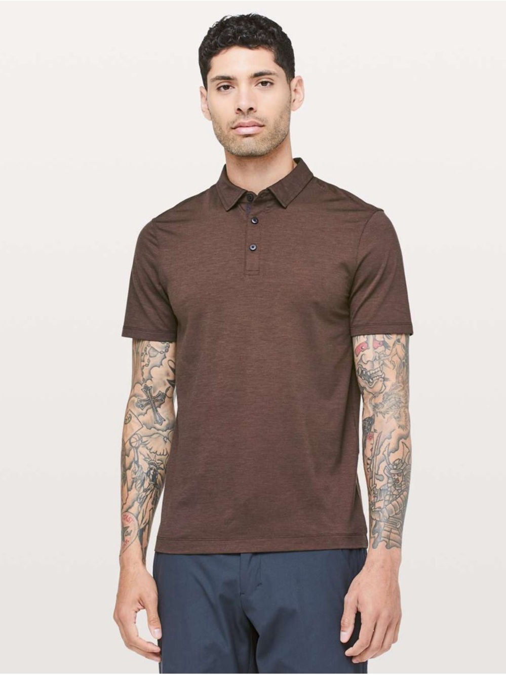 Lululemon Evolution Polo Shirt Mens Medium Pelt Short Sleeve Stretch Golf